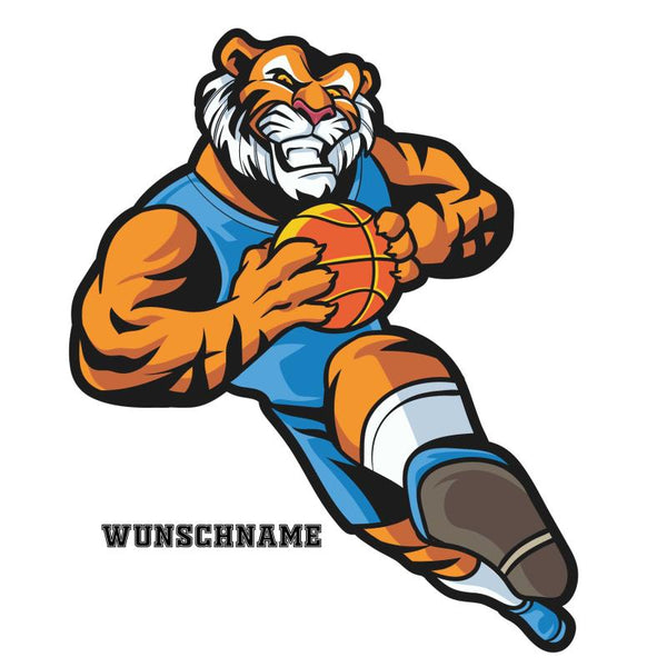 Wandtatoo Teenager-Zimmer Deko Sport Basketball Maskottchen Tiger