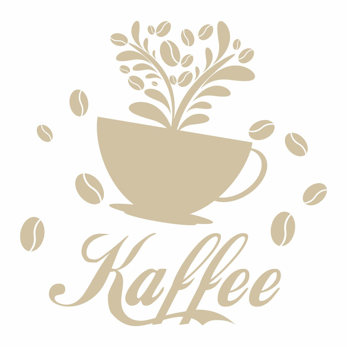 Wandtattoo Küche Deko Kaffee Kaffeetasse Kaffeebohnen - FOTOFOL