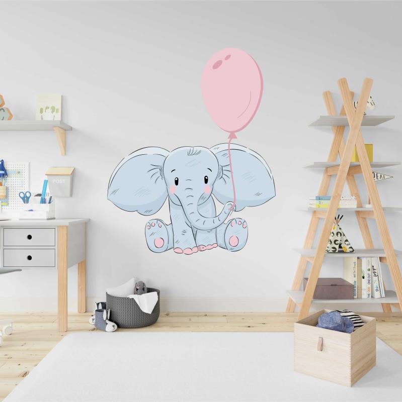 Wandtattoo Kinderzimmer  Elefant mit Ballon - FOTOFOL