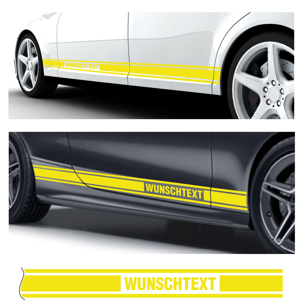 Seitenstreifen Dekorstreifen GT Style Mustang Shelby Autoaufkleber mit Wunschtext - FOTOFOL
