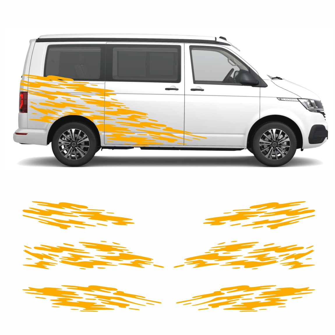Seitenstreifen Aufkleber "Splash Style" passend für VW T6.1, T6, T5, Multivan, Bulli, Transporter - FOTOFOL