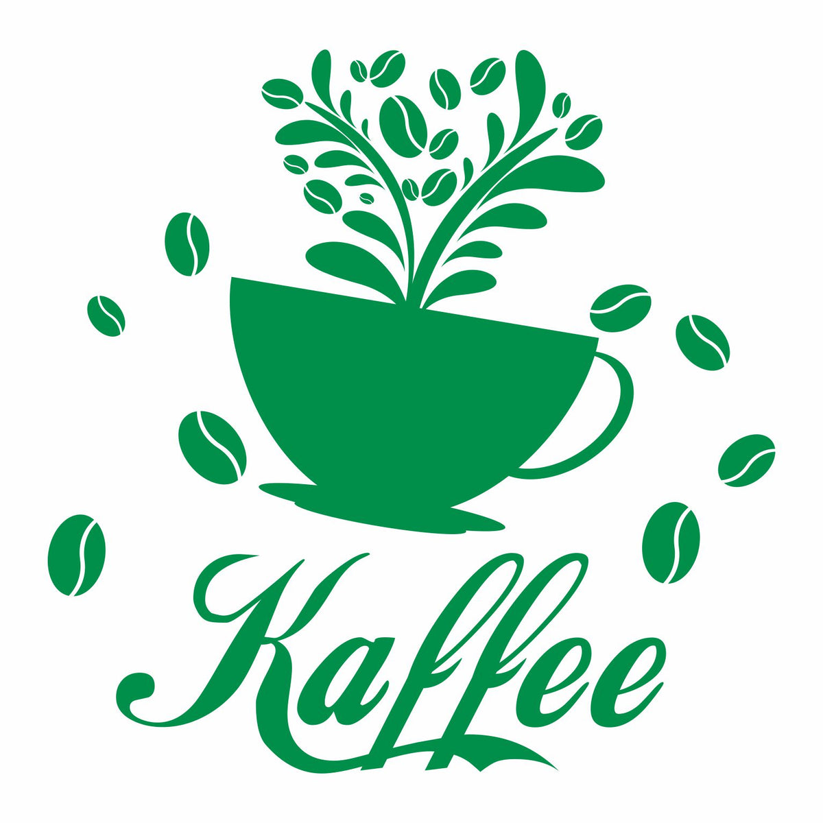 Wandtattoo Küche Deko Kaffee Kaffeetasse Kaffeebohnen - FOTOFOL