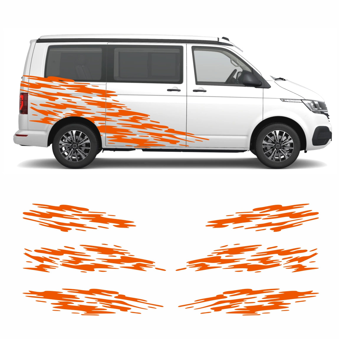 Seitenstreifen Aufkleber "Splash Style" passend für VW T6.1, T6, T5, Multivan, Bulli, Transporter - FOTOFOL