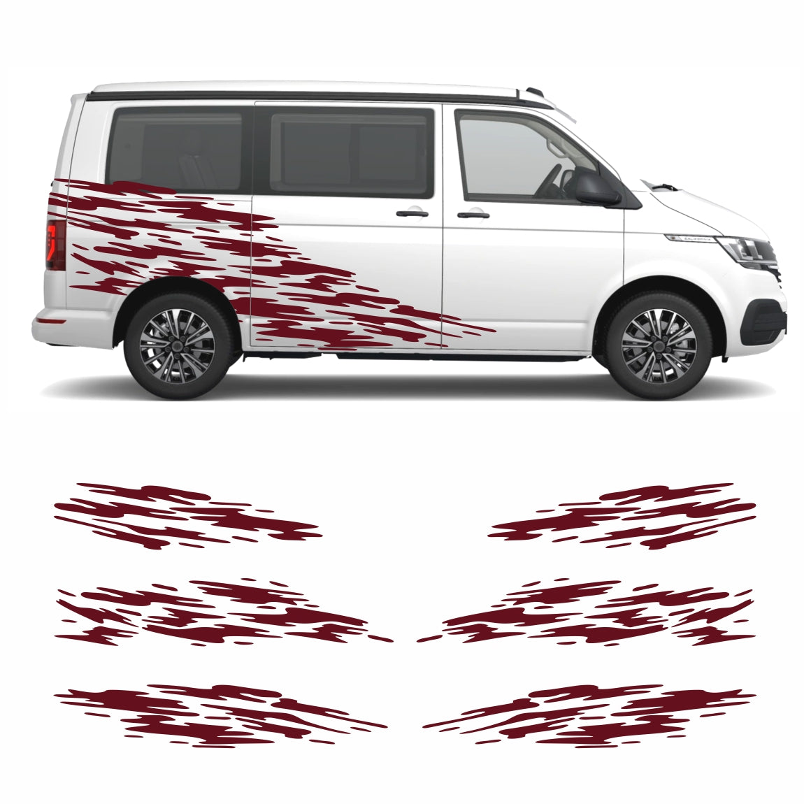 Seitenstreifen Aufkleber "Splash Style" passend für VW T6.1, T6, T5, Multivan, Bulli, Transporter - FOTOFOL