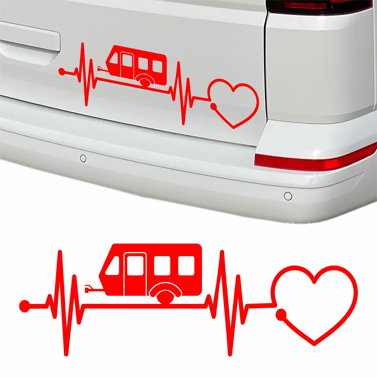 Aufkleber Wohnwagen Herzschlag 30cm - Herz Diagramm - Aufkleber für Camper, Wohnmobil, Wohnwagen Fahrzeuge - FOTOFOL
