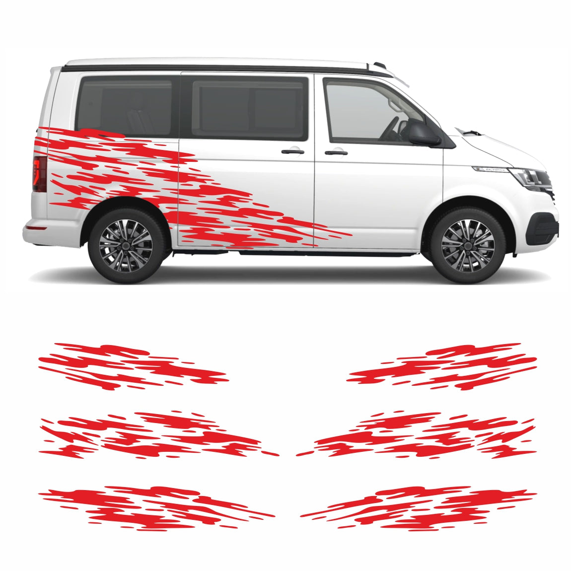 Seitenstreifen Aufkleber "Splash Style" passend für VW T6.1, T6, T5, Multivan, Bulli, Transporter - FOTOFOL