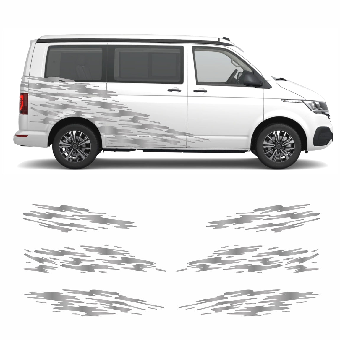 Seitenstreifen Aufkleber "Splash Style" passend für VW T6.1, T6, T5, Multivan, Bulli, Transporter - FOTOFOL