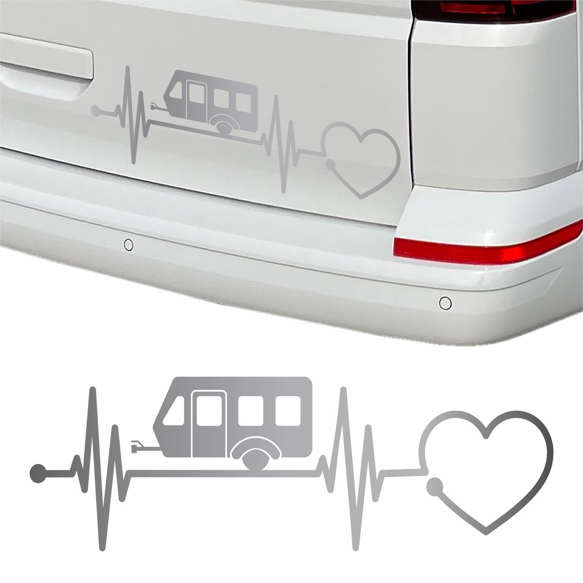 Aufkleber Wohnwagen Herzschlag 30cm - Herz Diagramm - Aufkleber für Camper, Wohnmobil, Wohnwagen Fahrzeuge - FOTOFOL