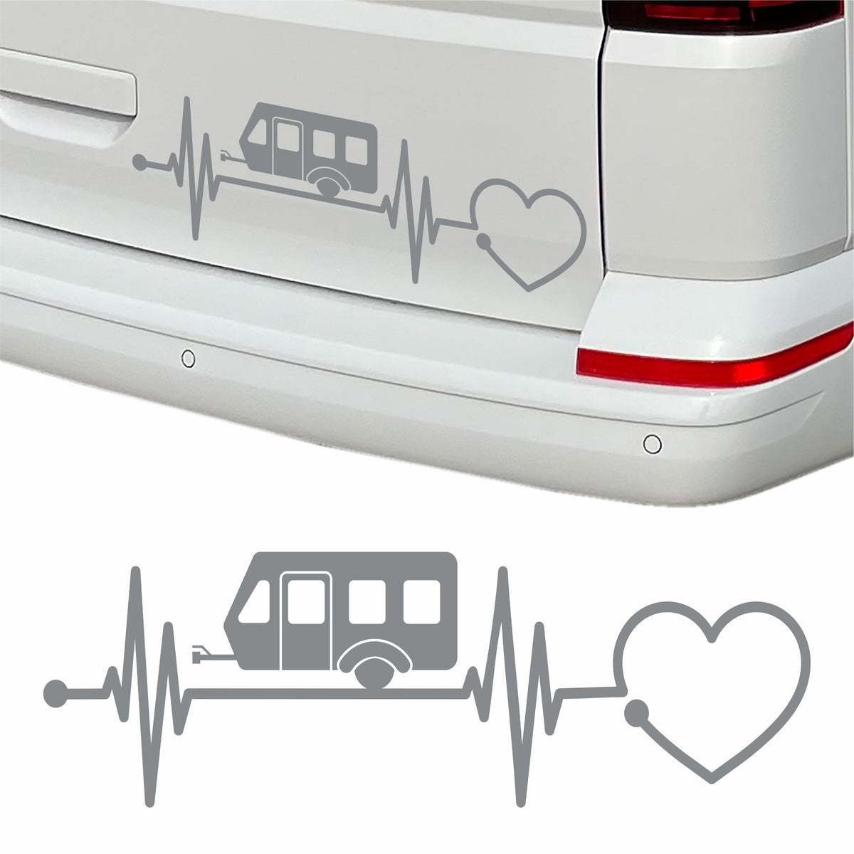 Aufkleber Wohnwagen Herzschlag 30cm - Herz Diagramm - Aufkleber für Camper, Wohnmobil, Wohnwagen Fahrzeuge - FOTOFOL