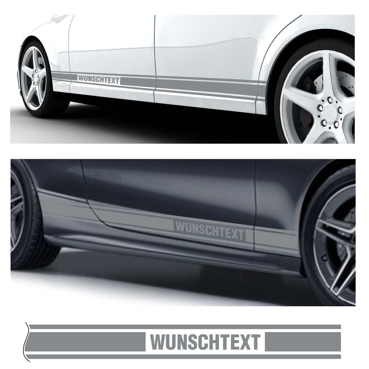 Seitenstreifen Dekorstreifen GT Style Mustang Shelby Autoaufkleber mit Wunschtext - FOTOFOL