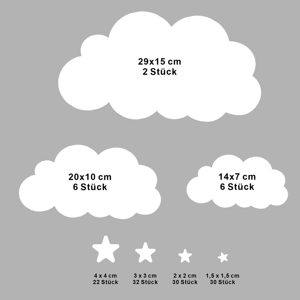 Wandaufkleber Wolken Sterne Babyzimmer - FOTOFOL