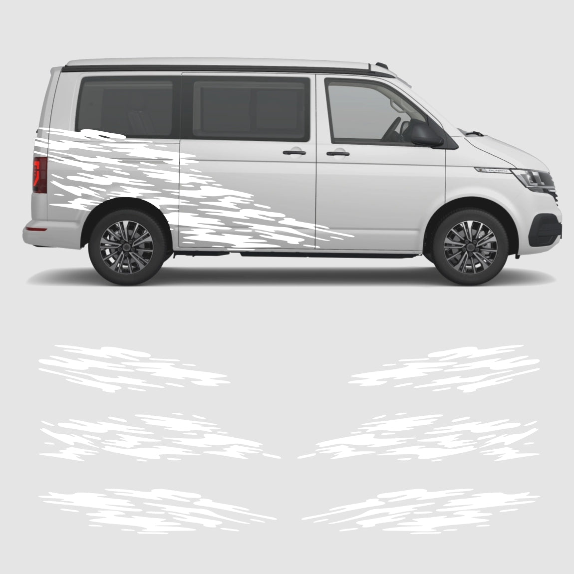Seitenstreifen Aufkleber "Splash Style" passend für VW T6.1, T6, T5, Multivan, Bulli, Transporter - FOTOFOL